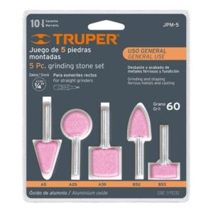 JUEGO DE PIEDRAS MONTADAS PARA ESMERIL X 5 PZAS TRUPER 11680